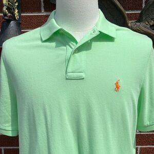 -Polo Ralph Lauren Mint Green w/Orange Rider Polo Classic Fit Men's Size Medium